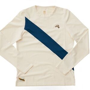 Tracksmith Van Cortlandt Long Sleeve Women’s Small - Ivory/Teal